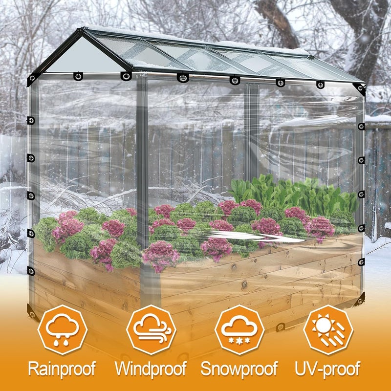 Beeplove 10x12ft Anti-Tear Clear Tarp Waterproof for Patio Winterizing - 2pcs Windproof Poly Tarpaulin, Heavy Duty Transparent Enclosure with Grommets for Covering Chicken Coops Greenhouse Garden Plants - Image 5